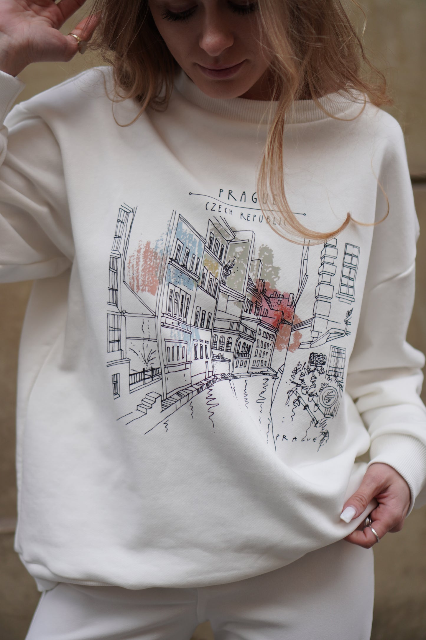 Unisex mikina Prague Sketch – umělecká pocta Praze