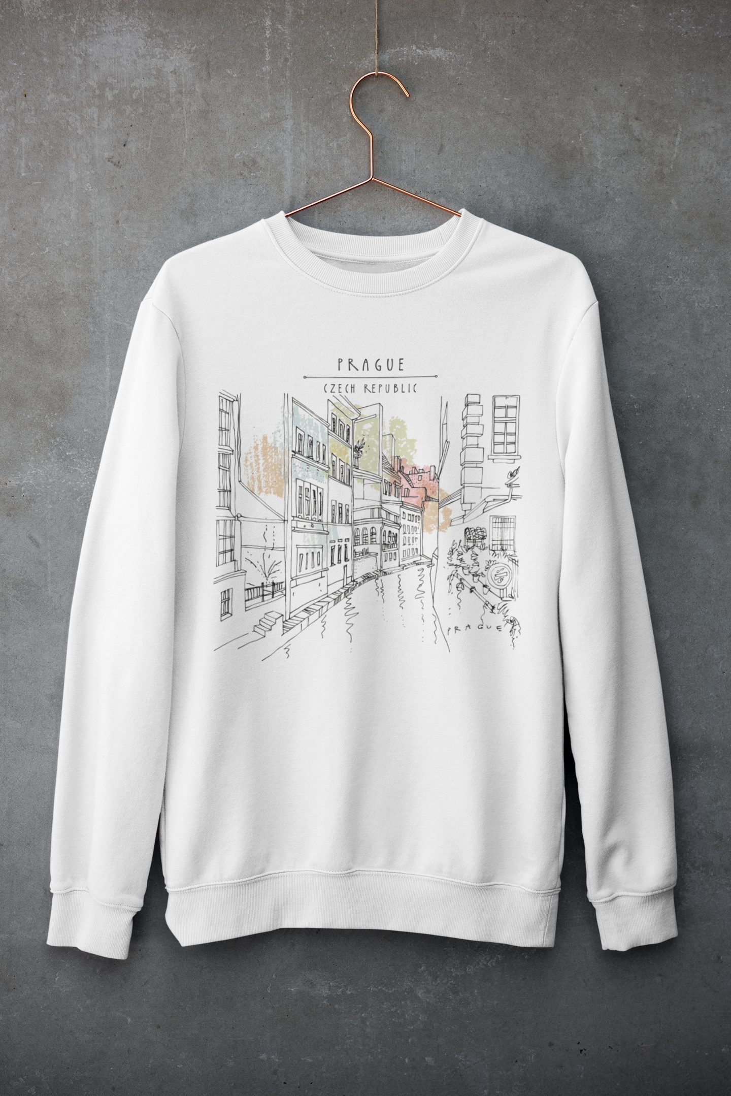 Unisex mikina Prague Sketch – umělecká pocta Praze