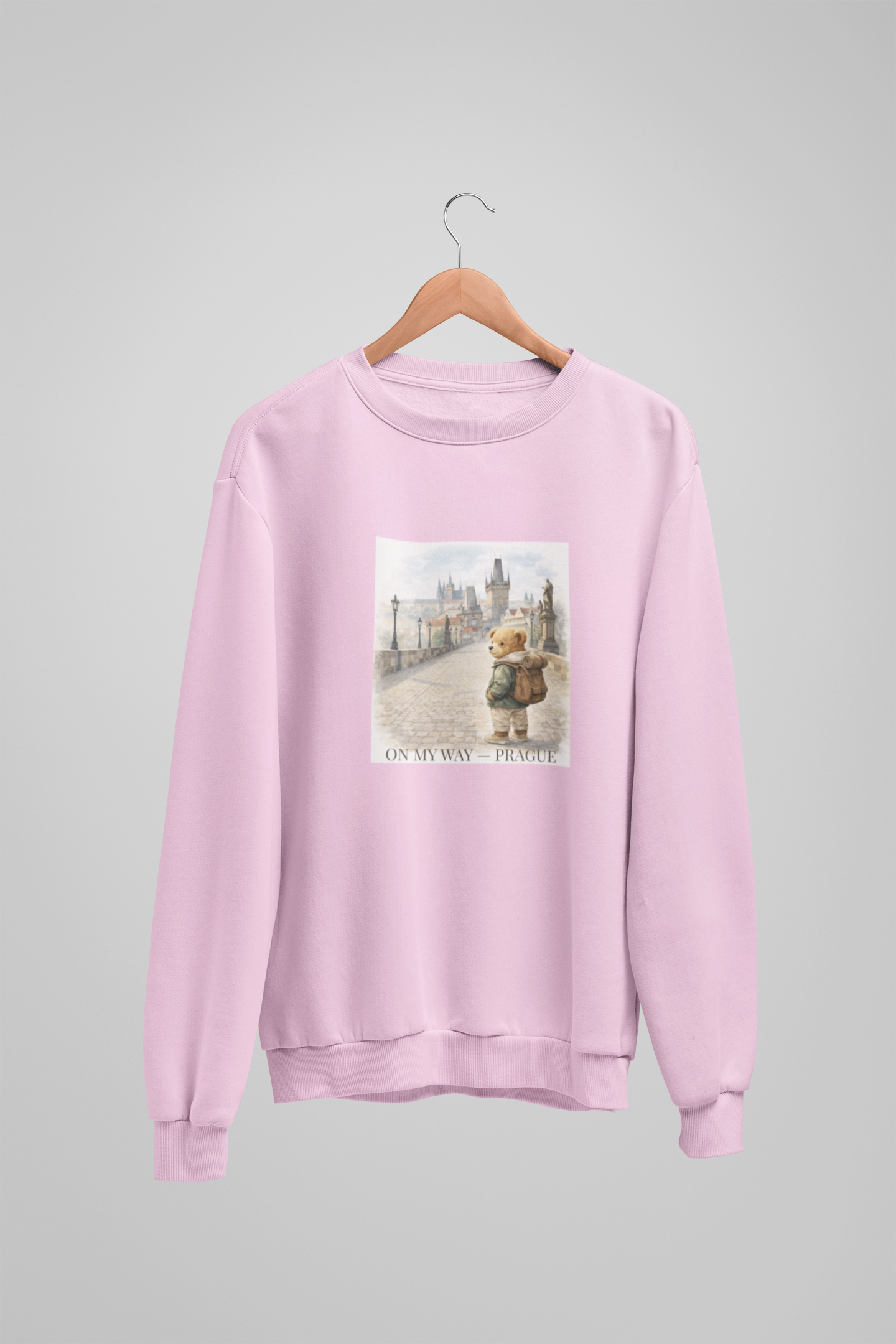 Sweatshirt mit Teddybär „Auf dem Weg nach Prag“