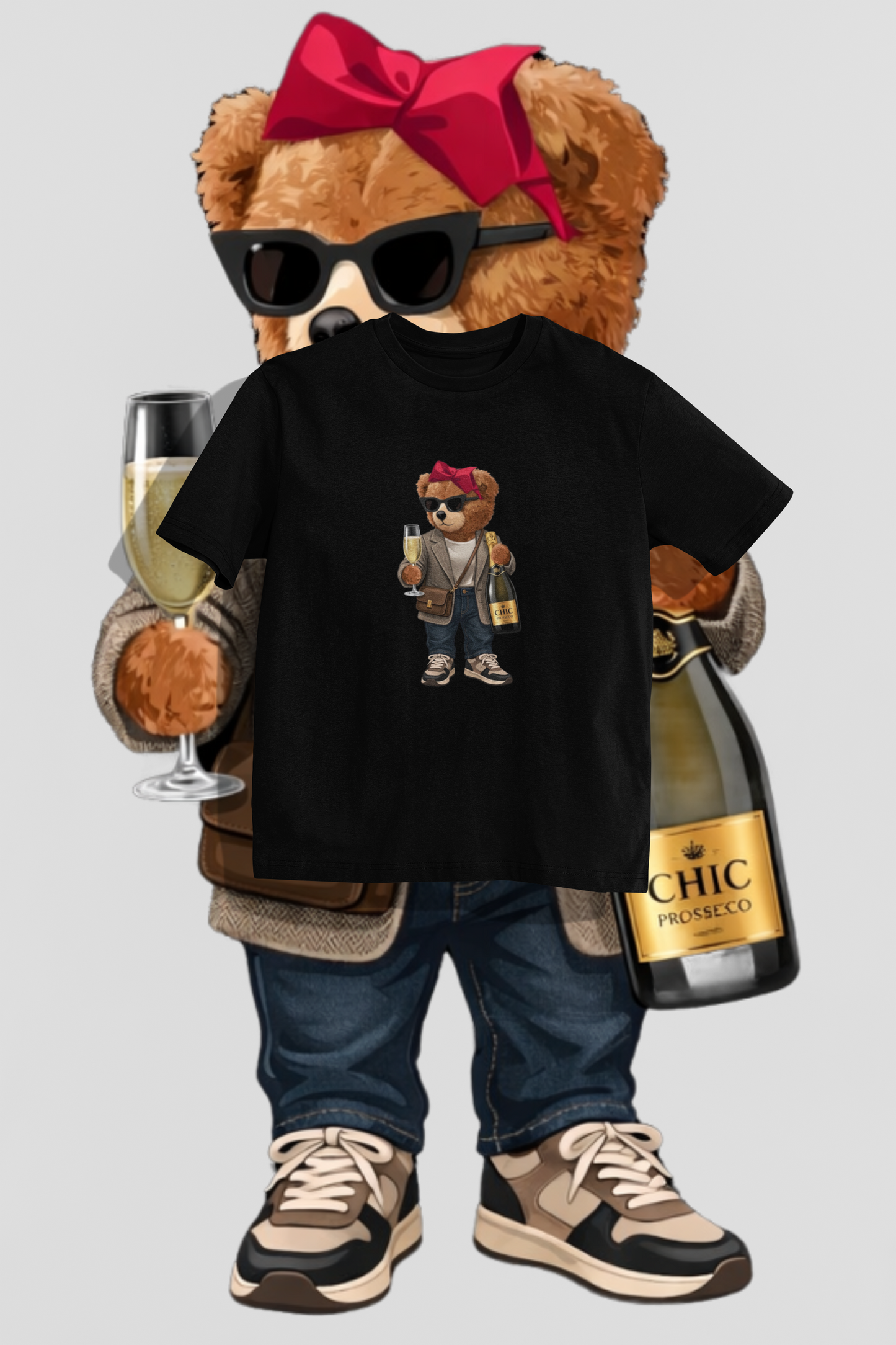 Tričko s medvídkem Prosecco Bear – Volný střih