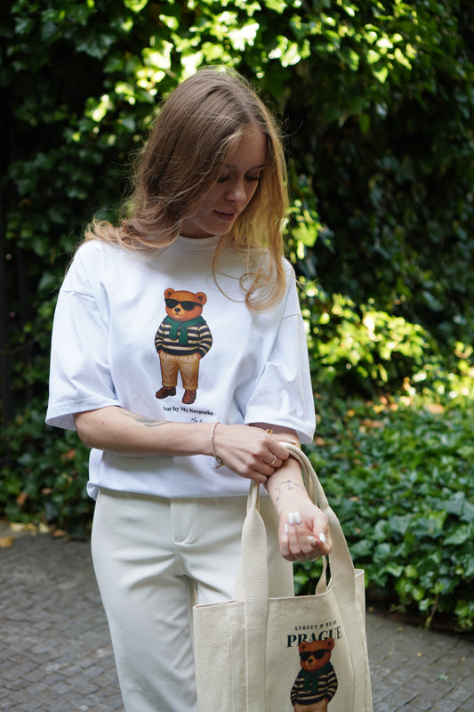 Bear Streetwear T-shirt – striped sweater and urban style