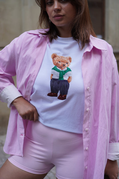 Street &amp; Bear Unisex T-Shirt – Stylish Green Teddy Bear
