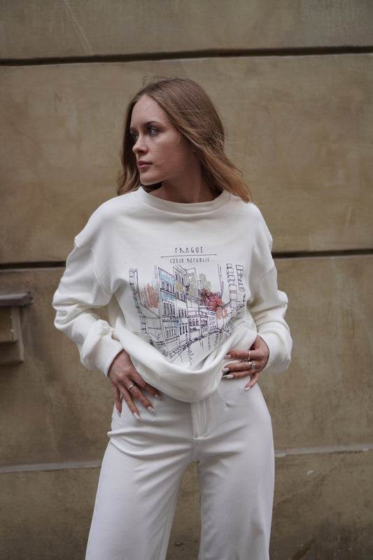 Unisex sweatshirt Prague Sketch – an artistic tribute to Prague