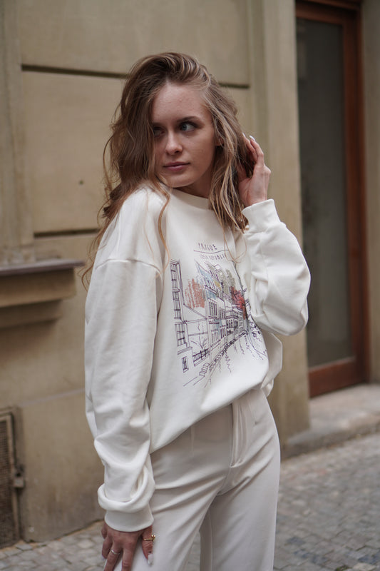 Unisex sweatshirt Prague Sketch – an artistic tribute to Prague