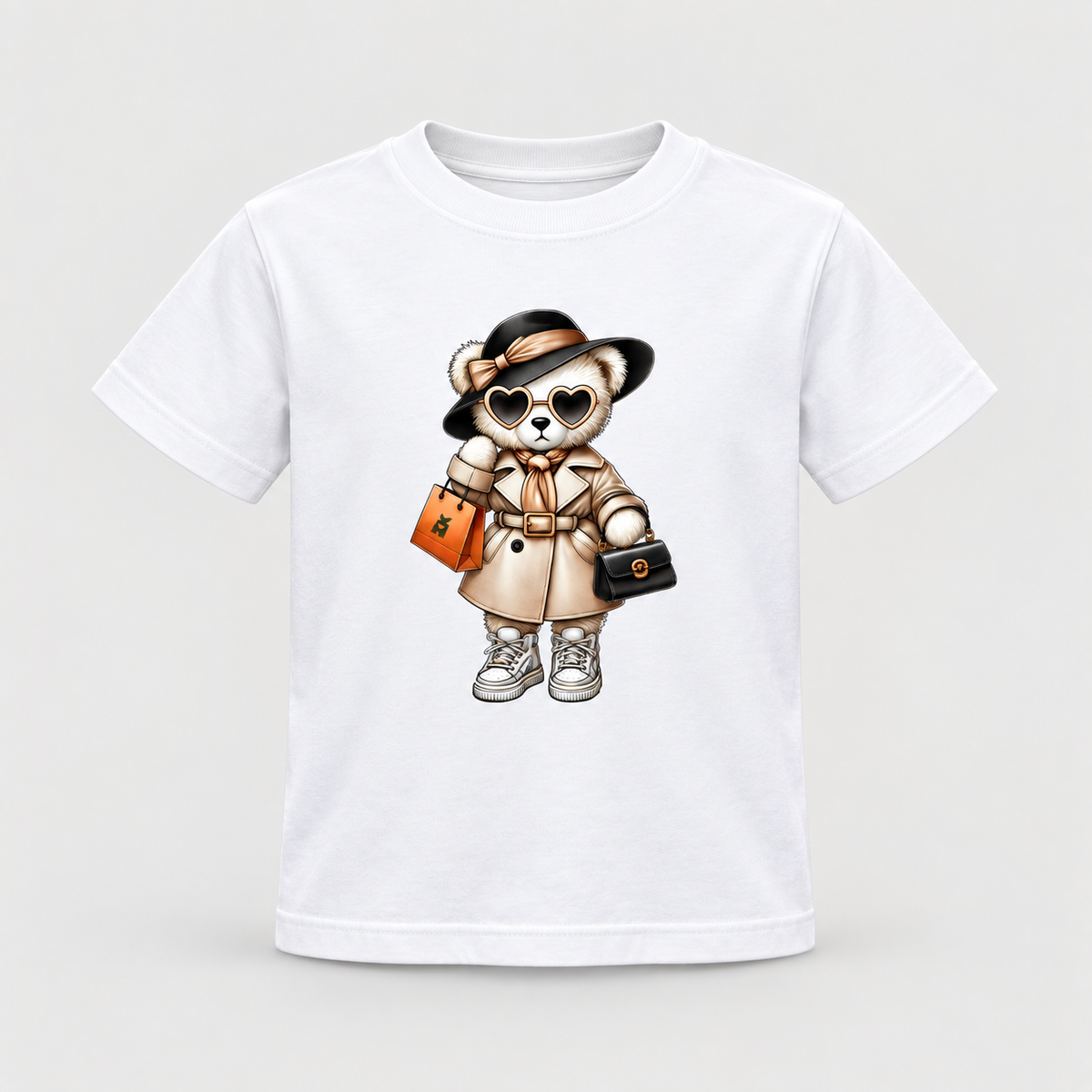 Bílé dětské tričko s módním medvídkem Miss Bear.