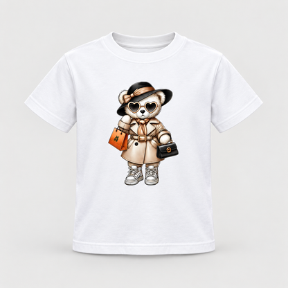 Bílé dětské tričko s módním medvídkem Miss Bear.