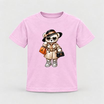 Růžové dětské tričko s módním medvídkem Miss Bear.