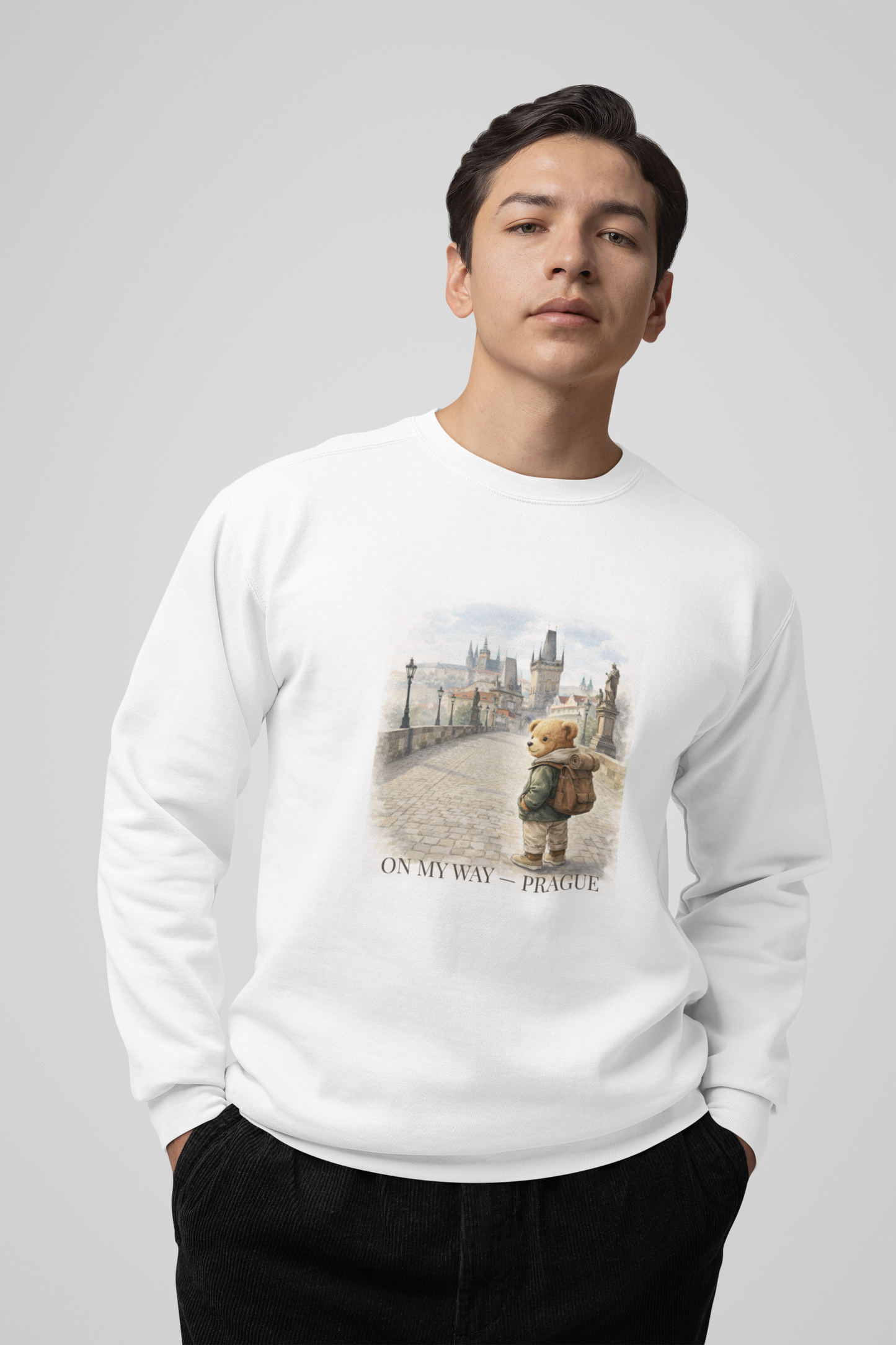 Sweatshirt mit Teddybär „Auf dem Weg nach Prag“