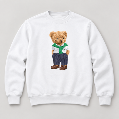 Bílá mikina bez kapuce s motivem medvídka Street Bear.