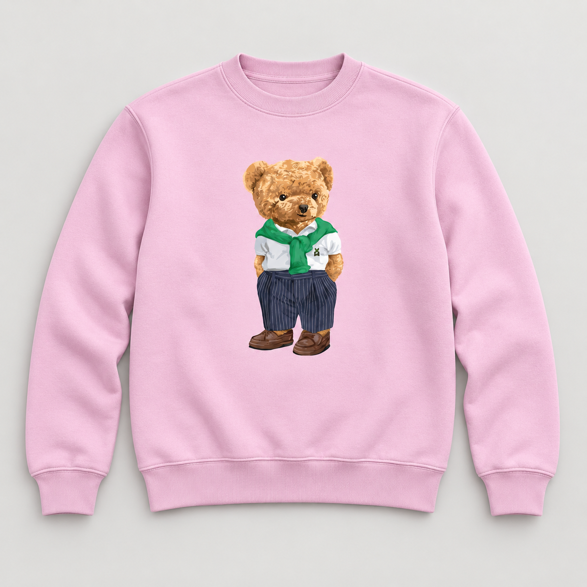 Růžová mikina bez kapuce s motivem medvídka Street Bear.