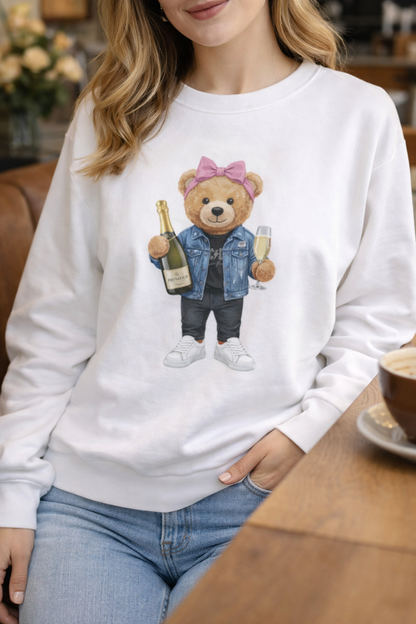 Prosecco Girl Teddy Bear Sweatshirt