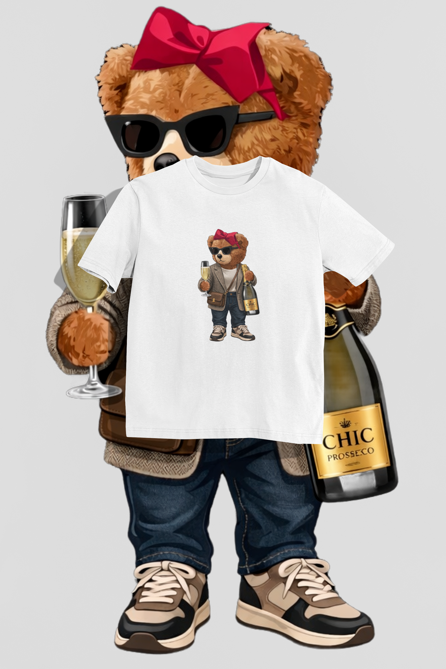 Tričko s medvídkem Prosecco Bear – Volný střih